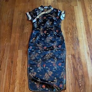 Long Black Cheongsam Dress